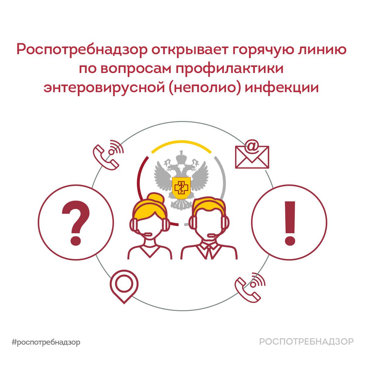 С 27 июля по 7 августа Роспотребнадзор проведет Всероссийскую горячую линию по вопросам профилактики энтеровирусной (неполио) инфекции
